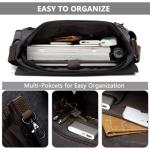 VASCHY Schoudertassen voor dames en heren, vintage, waterafstotend, gewaxt canvas, voor 14, 15,6, 17 inch, laptop, aktetas, schoudertas, laptoptas met gevoerde schouderriem