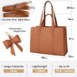 Handtas voor dames, shopper, grote zwarte tas voor dames, laptoptas, 15,6 inch, PU-leer, schoudertas, werktas voor zakelijk, werk, school, bruin, Hedendaags