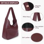 Schoudertas, vintage leren tas, retro schoudertas, onderarmtas, draagtas, vintage, grote capaciteit met magnetische gesp, Hobo boodschappentas, bruin