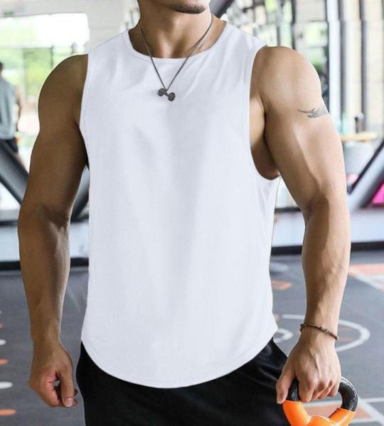 Tanktop Mouwloos Zomer Heren Strand Loopshirt Mouwloos Tops Onderhemd Fitness voor Mannen Ademend Tops T-shirts Losse Gym Sport T-shirt Compressieshirt, wit, L