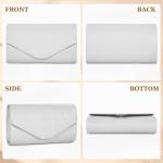 Elegante avondtas voor dames, bruidstas, clutch met afneembare ketting, formele handtas voor bruiloft, feest, prom, A-zilver.