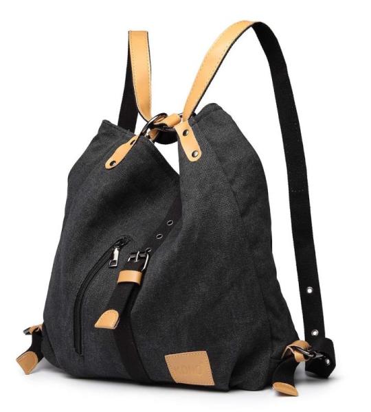 Dames canvas handtas rugzak vrouwen schoudertas shopper tas vintage hobo schoudertas voor werk school reizen,Zwart