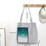 Grote schoudertas voor dames, corduroy schoudertas, strandtas, crossbody tas, shopper, tote bag, boodschappentas, handtas, shopper voor werk, winkelen, school, lichtgrijs