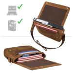 Moderne leren tas heren schoudertas dames groot leer smal 'San Diego' - als laptoptas 14-15 inch voor universiteit en werk business aktetas, Nevada Bruin, Medium
