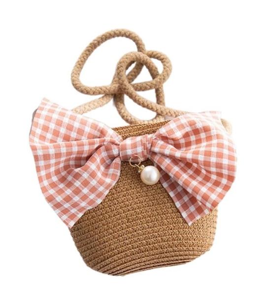 FJZFXKZL Strandtas, stro, handgemaakte zomer, kinderen, meisjes, schoudertas, bloemen, strotas, messengertas, kinderen, sleutel, muntzuip, mini handtas