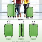 BEIBYE Koffer met harde schaal, trolley, rolkoffer, reiskoffer, veiligheid, cijferslot, dubbele wielen, ABS-materiaal, handbagage, 4 wielen, M-L-XL-set, olijfgroen
