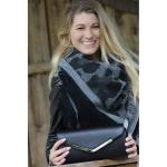 Koppeling Avondtas in enveloppe-ontwerp met metalen bekleding en afneembare ketting om de hals te hangen, dames 02012131, Farbe:Zwart