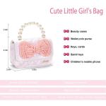 LIGUL Kinder-Schultertasche für kleine Mädchen, niedliche Schleife, Prinzessinnen-Umhängetasche, Baby-Geldbörsen, Mini-Perlen-Handtasche, 2–5 Jahre alt (Weiß)