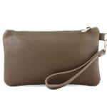 - T193 - ital. Clutch polstasje leer small, taupe, Small