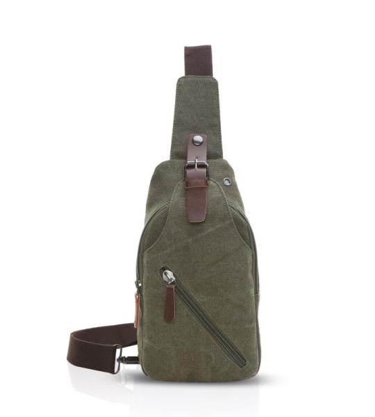 fandare Sling Bag met kopfhöreröffnung 9.7 inch iPad Studenten Party Outdoor multifunctioneel Schoudertas Dames/heren slijtvaste linnen, legergroen