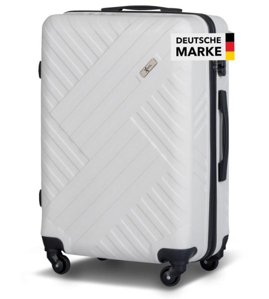 Xonic Design reiskoffer, harde koffer met 360° lichtlopende wielen, hoogwaardige trolley met cijferslot, in M-L-XL of set, wit, Harde schaal