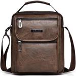 Hjkiopc Schoudertas heren schoudertas crossbody mobiele telefoon tas messenger bag heren tas shulder bag lederen borstzak, C-donkerbruin, Retro