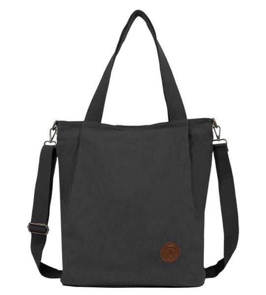 Shopper schoudertas voor dames, middelgroot, groot, met ritssluiting, grote werktas, handtas, schoudertassen voor werk, reizen, winkelen, school en dagelijks gebruik, zwart