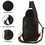 newsbirds Heren echt lederen borsttas schoudertas sport outdoor schoudertas wandelrugzakken, 9331 donkerbruin, Retro