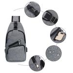 Sling Bag met USB-Oplading, Borsttas met Verstelbare Riem, Multi-Pocket Crossbody Borst Tas, Wandelen Casual Outdoor Borstzak voor Heren
