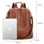 Vrouwen Zachte Lederen Rugzak Anti-Diefstal Portemonnee Dames Waterdichte Rugzak Schooltas, 4-rood Bruin