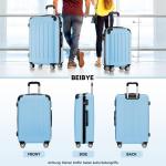 BEIBYE Koffer met harde schaal, trolley, rolkoffer, reiskoffer, veiligheid, cijferslot, dubbele wielen, ABS-materiaal, handbagage, 4 wielen, M-L-XL-set, Glacial Blue