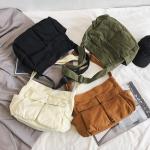 Chirest Messenger-tas, grote hobo-schoudertas met meerdere zakken, canvas schoudertas voor dames en heren