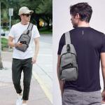 Sling Bag met USB-Oplading, Borsttas met Verstelbare Riem, Multi-Pocket Crossbody Borst Tas, Wandelen Casual Outdoor Borstzak voor Heren (inclusief 1 x USB-kabel)