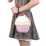 Meisjes PU Lederen Portemonnee Cupcake Ijs Popcorn Leuke Melkdoos Portemonnee Tas Kleine Crossbody Persoonlijkheid Mini Schoudertas Handtassen, Cupcake 1, Small