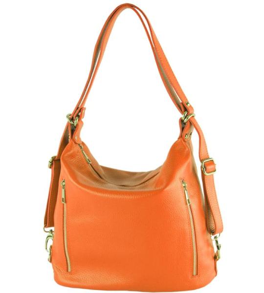 - T249 - ital. Dames rugzak tas 2 in 1 leer, oranje, Medium
