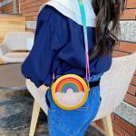 UnoSheng Schulterriemen Für Taschen Kurz Kinder-Umhängetasche, rund, Regenbogen-Druck, Mädchen, verstellbar, mehrfarbig, Umhängetasche für die Schule Objektiv Taschen 50 Mm