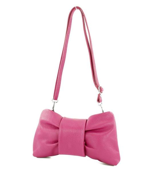 - T214 - Italiaanse schoudertas clutch leer klein, roze, Small