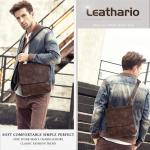 Leathario Leren schoudertas voor heren, messgerbag, leren tas voor business, retro
