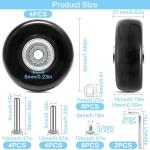 Ruicaifu 4 stuks kofferwielen, reservewielen, 50 mm rubber, stille bagagekoffer, reservewielen voor koffer, trolley, skate (met metalen reserveonderdelen)