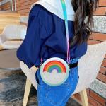 UnoSheng Schulterriemen Für Taschen Kurz Kinder-Umhängetasche, rund, Regenbogen-Druck, Mädchen, verstellbar, mehrfarbig, Umhängetasche für die Schule Objektiv Taschen 50 Mm