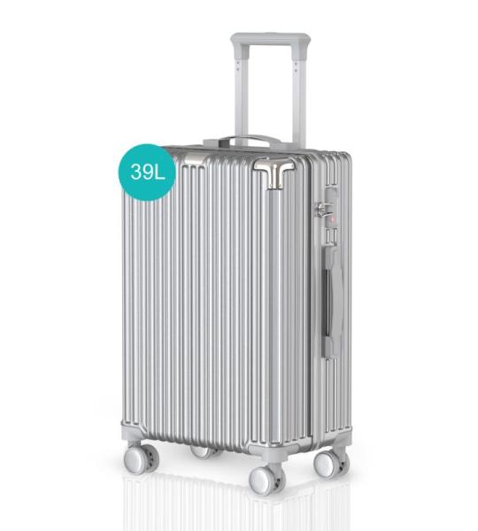 Voyagoux Koffer handbagage - harde koffer groot, TSA-slot, ABS, 4 x 360° wielen, robuust en lichtgewicht, zilver