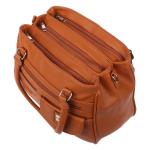 Grote schoudertas voor dames in lederlook, lichtblauw, 32 x 24 x 12 cm, Schoudertas