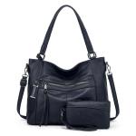BAIGIO 2-delige handtassen voor dames, schoudertas, grote shoppertas, PU-leer, schoudertas, draagtas, hengseltas, cadeau, tote bag set met portemonnee, ritssluiting, voor kantoor, 