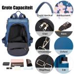 Anti-diefstal Rugzak voor Vrouwen Waterdichte Oxford Rugzakrugzak voor Dames Lichtgewicht Stijlvolle Schooltassen voor Dagelijks Gebruik Uitgaan Reizen Werken (Vlinder Blauw)
