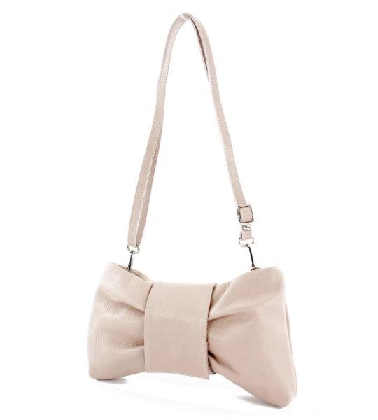 - T214 - Italiaanse schoudertas clutch leer klein, Rosabeige, Small