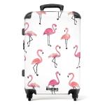 NoBoringSuitcases.com Kinderkoffer, handbagage, harde koffer met TSA-slot, jongens en meisjes, trolley, reiskoffer, draagtas, rolkoffer, klein of middelgroot, 38 flamingo-patronen,