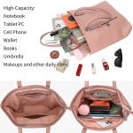 Handtas dames shopper grote damestas voor kantoor school winkelen, Effen roze, Shopper