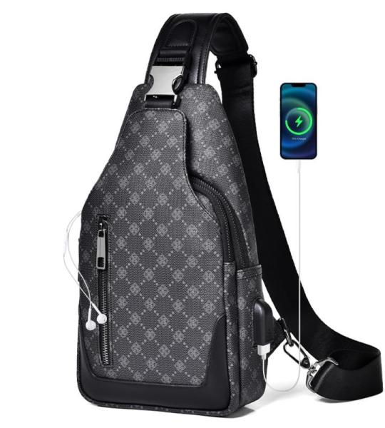 leren borsttas voor heren, waterdichte kleine schoudertas, crossbodytas voor heren met USB-interface en hoofdtelefoonaansluiting, herentas voor reizen, festivals, heren