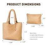 Tote Bag handtas voor dames, met polstassen, gevlochten tas, modieuze schoudertas, shopper, schoudertas voor school, werk, reizen, winkelen, hazel, Aprikose-2