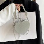 Strass Tassen Vrouwen Avond Clutch Bag Met Knoop Handvat Steentjes Hart Handtas PU Lederen Ritssluiting Voor Dinner Party Bruiloft Crystal Verfraaide Handtassen, 1 kleur, Eén maat