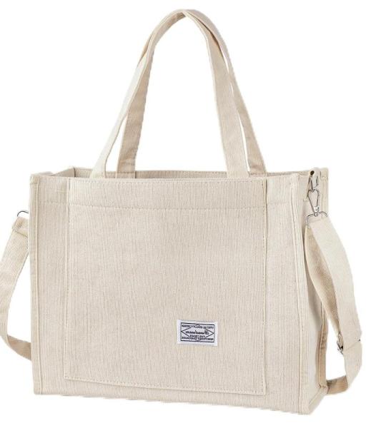 Corduroy schoudertas voor dames met ritssluiting, casual, esthetische handtas, schoudertas, tote crossbody tas, afneembare schouderriem, shopper voor school, werk, dagelijks gebrui
