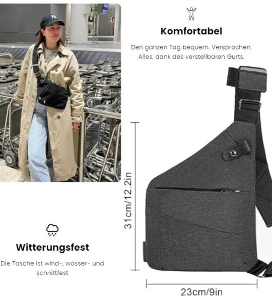 Gipfelfreund Anti-diefstal tas, Gipfelfreund Anti-diefstal schoudertas, borsttas, voor dames en heren