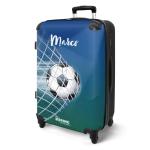 NoBoringSuitcases.com Kinderkoffer, handbagage, harde koffer met TSA-slot, jongens en meisjes, trolley, reiskoffer, draagtas, rolkoffer, klein of middelgroot, 13 voetbal blauw-groe