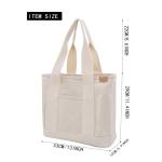 Middelgrote handtas voor dames, canvas, tas, schoudertas, shopper voor boeken, dagelijks gebruik, werk, beige, M(33cmx30cmx16cm)