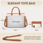 Shopper Grote laptophandtas voor dames, 15,6 inch, PU-leer, werktas, lerarentas, waterdicht, laptoptas met portemonnee voor business, kantoor, school, bruin+wit, Elegant
