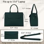 Handtas voor dames, schoudertas, 2-in-1 shopper voor dames, 15,6 inch, groot, PU-leer, laptoptas, waterdicht, werktas voor business, kantoor, school, groen, Hedendaags