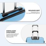 BEIBYE Koffer met harde schaal, trolley, rolkoffer, reiskoffer, veiligheid, cijferslot, dubbele wielen, ABS-materiaal, handbagage, 4 wielen, M-L-XL-set, Glacial Blue