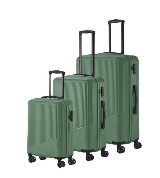 Travelite Koffer met 4 wielen, 3-delig, maten L/M/S, bagage serie Bali: ABS hardshell trolleys, groen, Trolley met harde schaal met 4 wielen