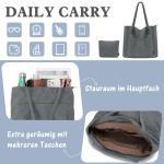 Tote Bag Dames Corduroy shopper tas dames grote schoudertas handtas dames met cosmeticatas voor winkelen, werken, reizen en school, grijs