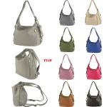 - T249 - ital. Dames rugzak tas 2 in 1 leer, bordeauxrood, Medium